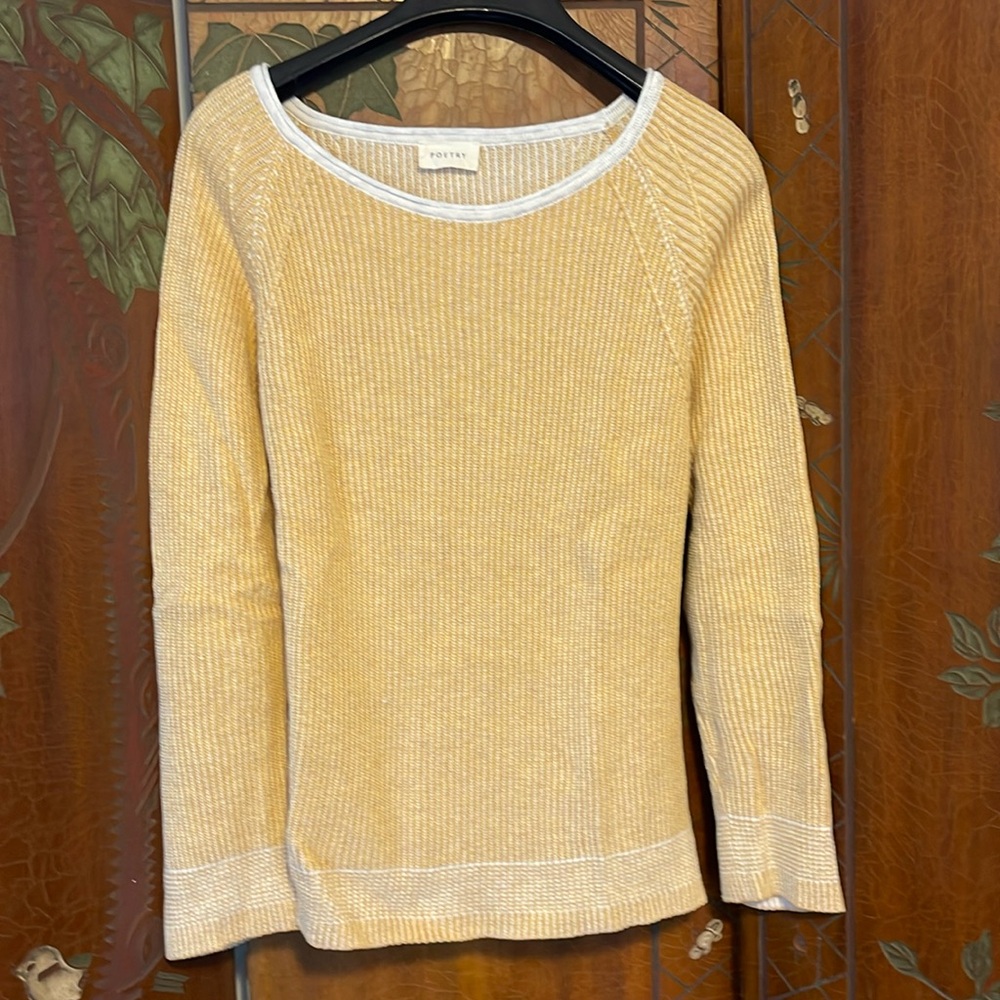 Poetry cotton yellow and white sweater size 4 women’s